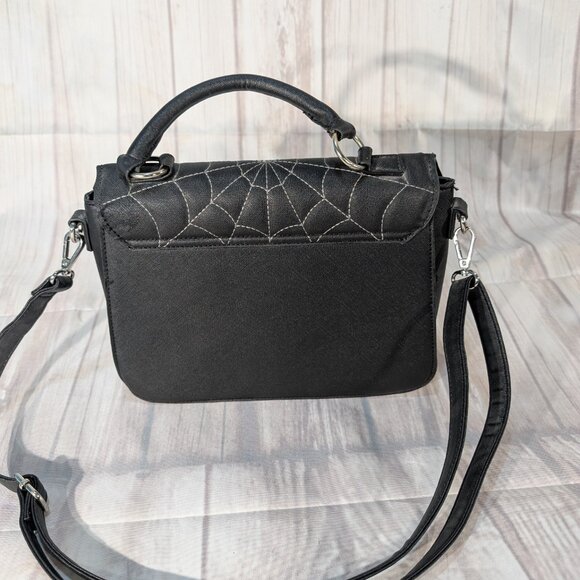 Mad Engine Black Spider Web Halloween Shoulder Handbag Purse - Picture 7 of 7